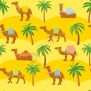 沙漠中可爱卡通骆驼图片