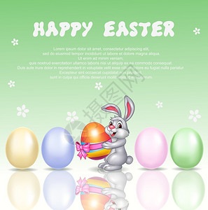 充满欢乐的复活节背景可爱小兔子漫画图片