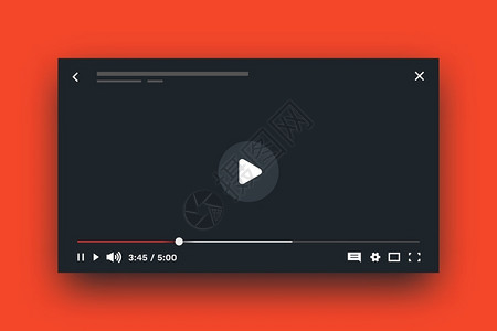 Youtube在线播放器现场流视频模拟媒体播放器布局包含ui元素时间代码和按钮矢量多媒体流概念网络屏幕框架模板矢量网络屏幕框架模板插画