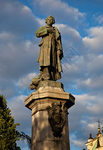 米奇雕像著名的诗人和者背景