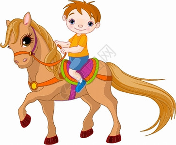 男孩骑马图片
