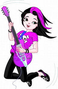 摇滚明星女孩弹吉他图片