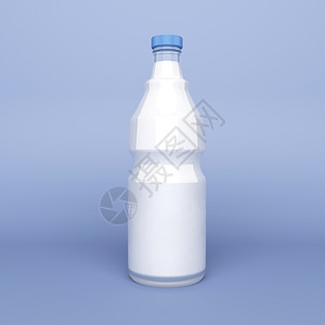 蓝色背景的玻璃瓶牛奶图片