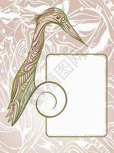 赫恩湾手画的矢量木鸟用于您文本的持有框架设计图片