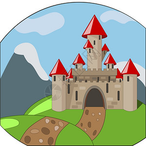 以山为背景的中世纪城堡图片