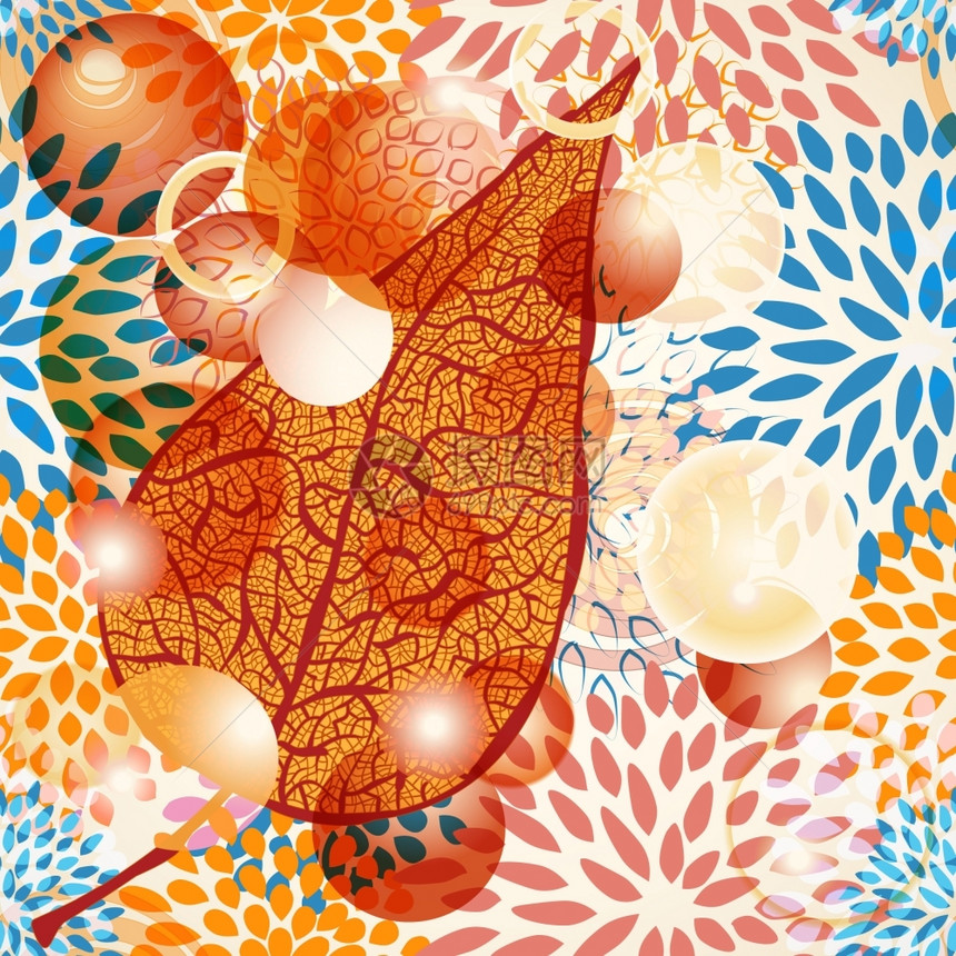 eps10Victor秋叶有无缝花卉型的泡沫图片
