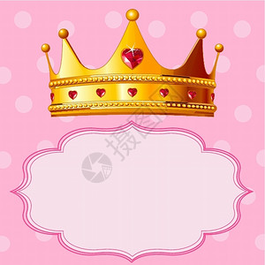 传奇框素材粉红背景的公主皇冠插画