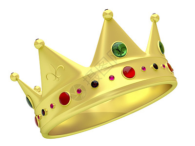 女王陛下艺术字白上孤立的金冠背景