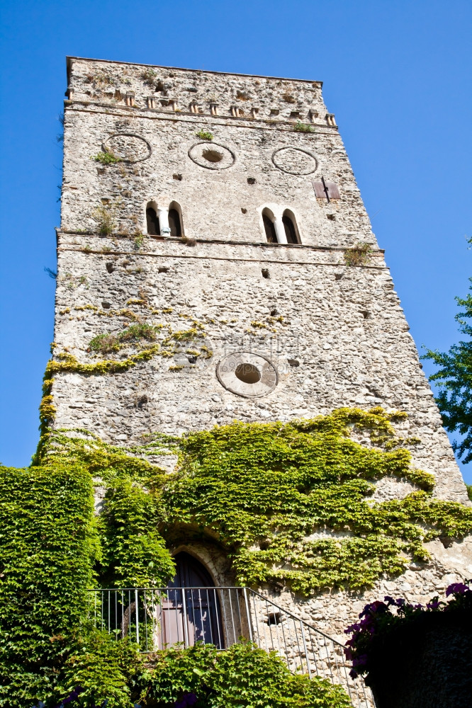 Italy中年城堡被常春藤覆盖图片