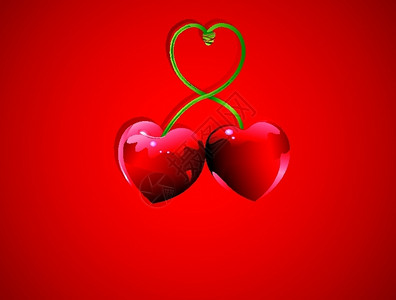两颗红色樱桃情人节樱桃爱设计图片