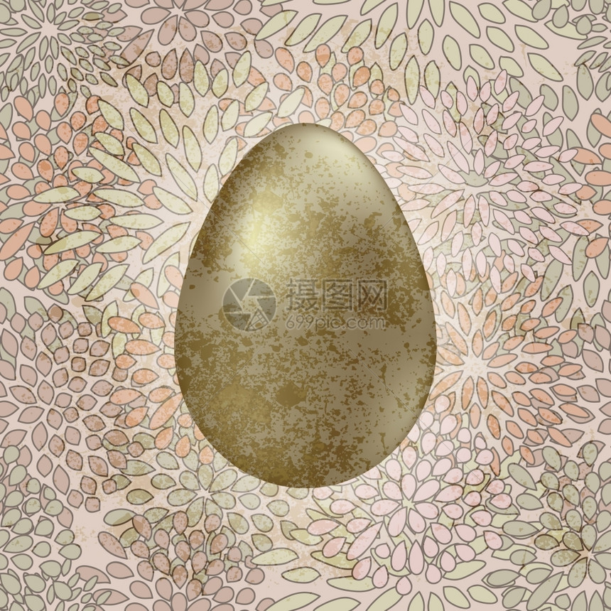以无缝花粉状金色向东蛋为矢量的金春复古背景图片
