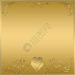 金色框架美丽的金色花框带爱心背景