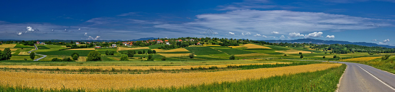 帕泽尔尼克春多彩croati的乡村全景背景