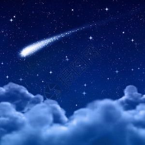 宇宙中的彗星或流云中夜空的星背景图片