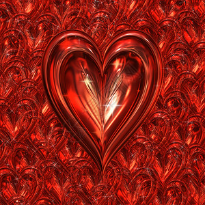 闪发光的心大红色闪发光的金属心在闪发光的背景背景图片
