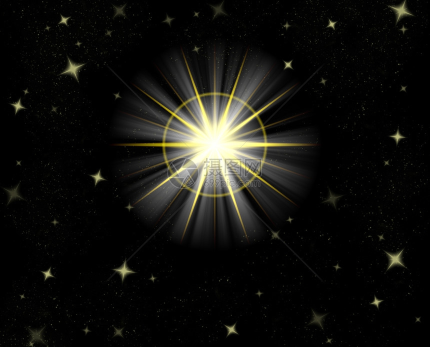 闪亮的星光巨大恒星耀斑或闪亮的圣诞星光图片