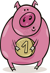 猪用硬币插图图片