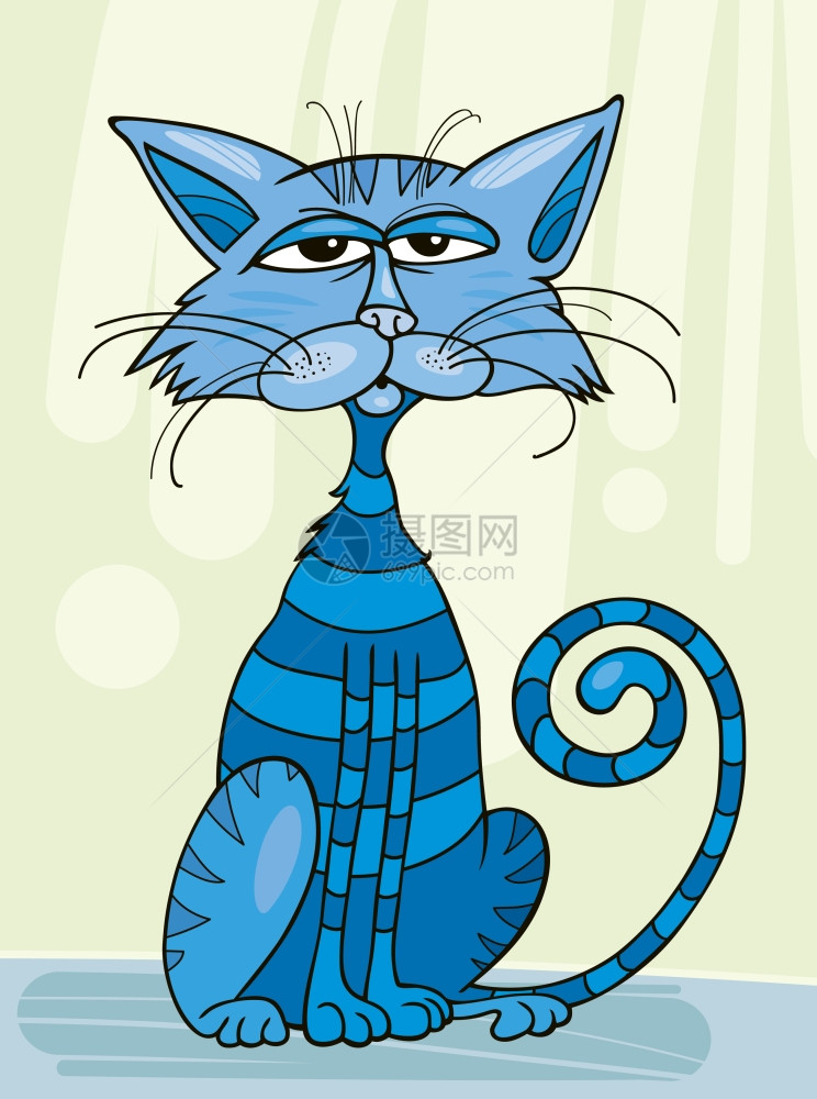 蓝猫坐的插图图片