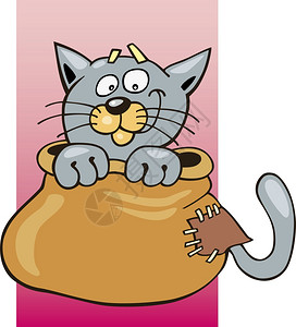 装袋猫的卡通插图图片