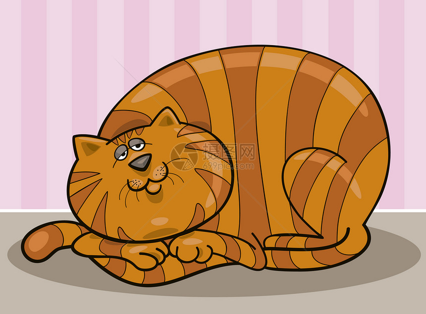 快乐胖猫的漫画插图图片