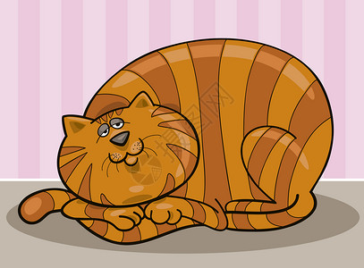 快乐胖猫的漫画插图图片