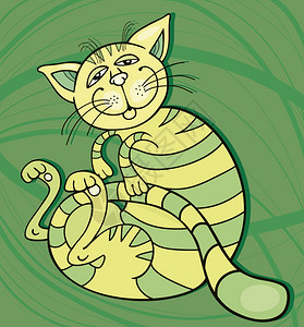 快乐绿猫插图图片