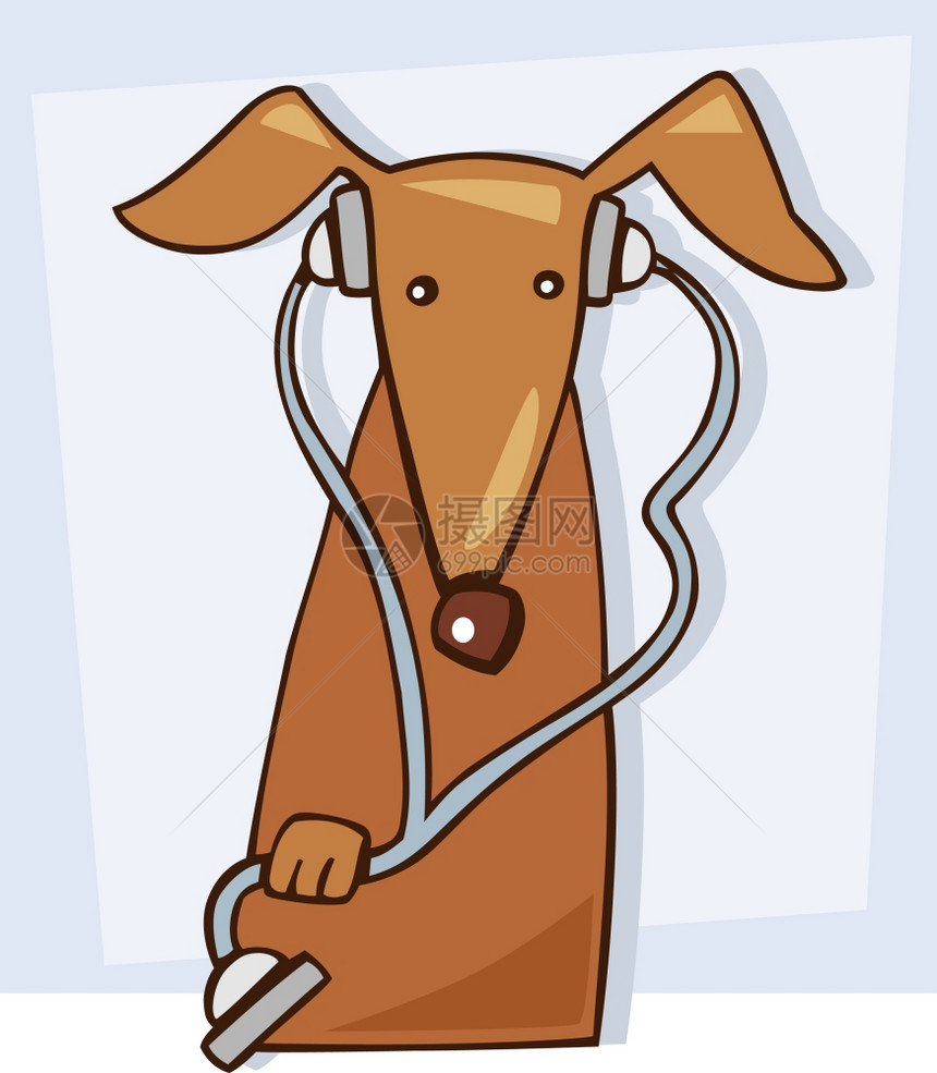 动画插图用听诊器展示兽医狗图片