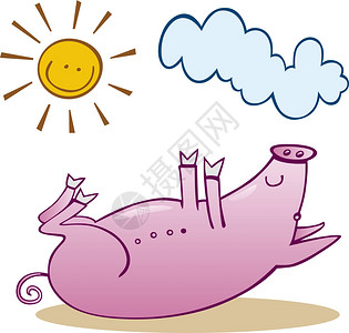 快乐的小猪晒日光浴例子图片