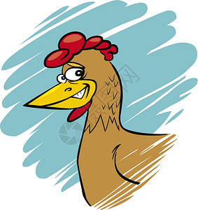 滑稽农场母鸡的幽默漫画插图图片