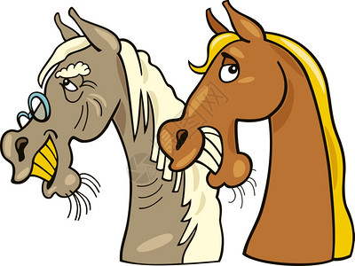 旧马和年轻的插图图片