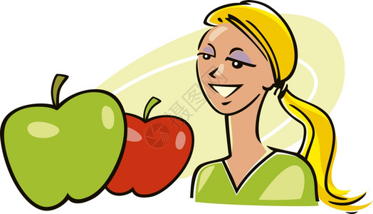 妇女苹果插图图片