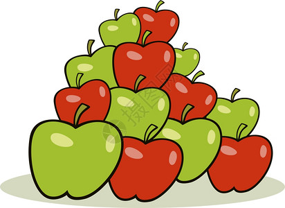 红苹果和绿堆插图图片