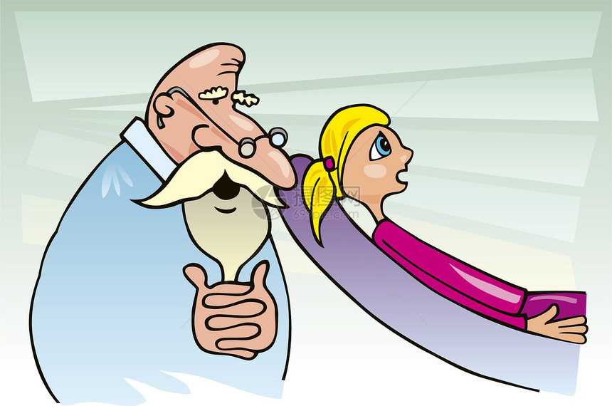 心理医生和金发少女的漫画插图图片