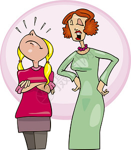 卡通母亲女孩和母亲被抽起来的插图背景