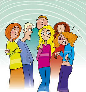 群体卡通青少年群体漫画插图背景