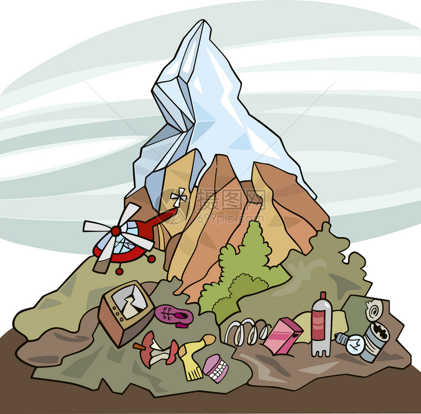 以山岳及其四周的垃圾为例图片