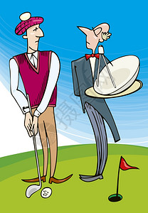 高尔夫球卡通大王打高尔夫的插图背景