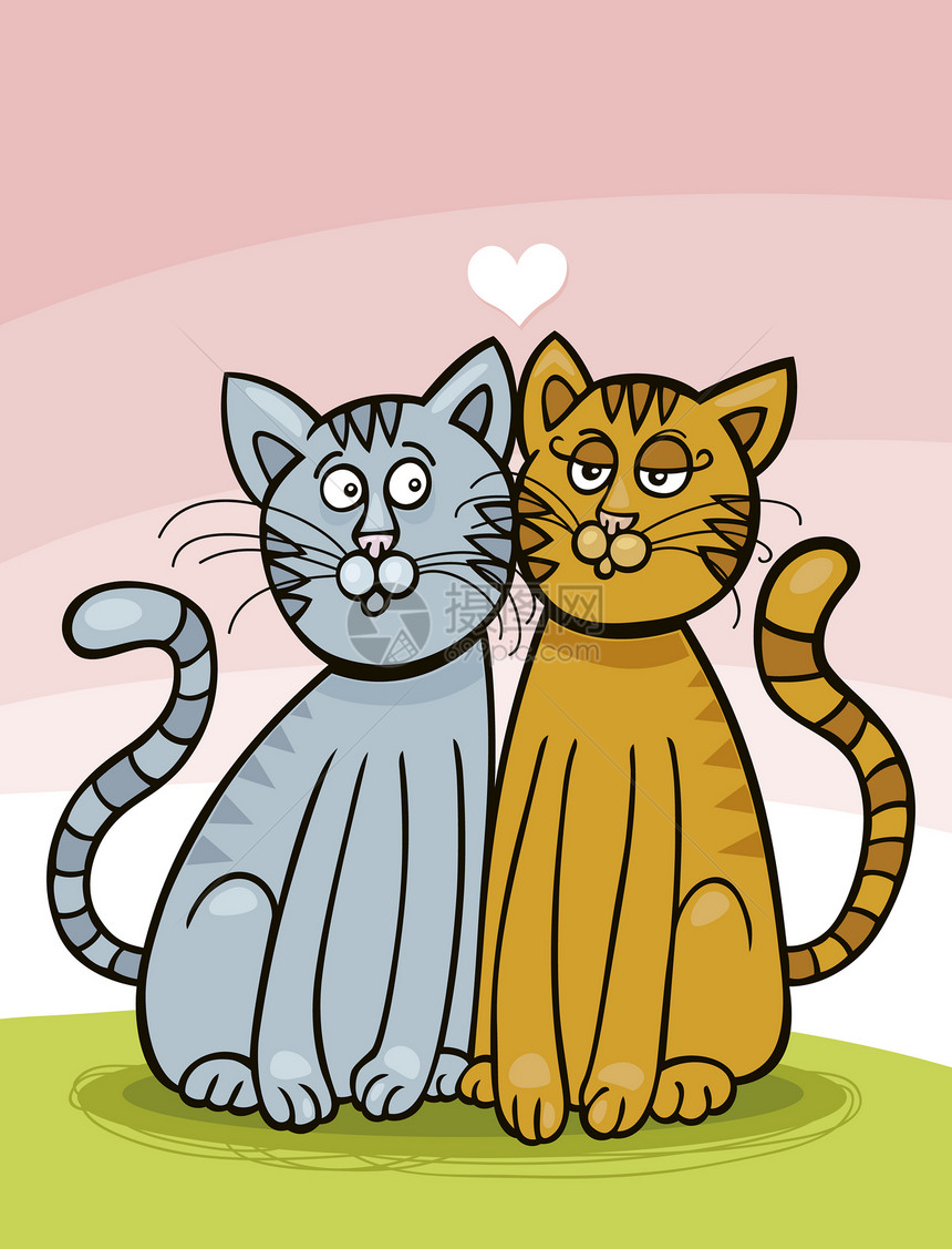 两只猫相爱的插图图片