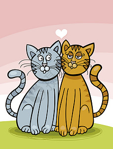 两只猫相爱的插图图片