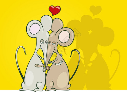 两只小老鼠相爱时拥抱的插图图片