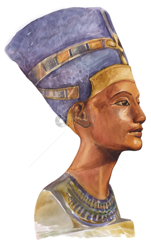 古代女皇奈弗提nefrti的画肖像插图图片