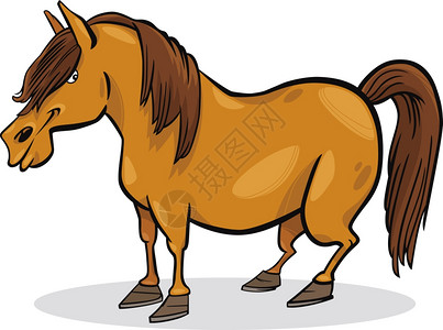 前顶滑稽农场马的漫画插图背景