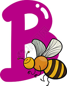 漫画蜜蜂蜜蜂b字母的动画插图背景