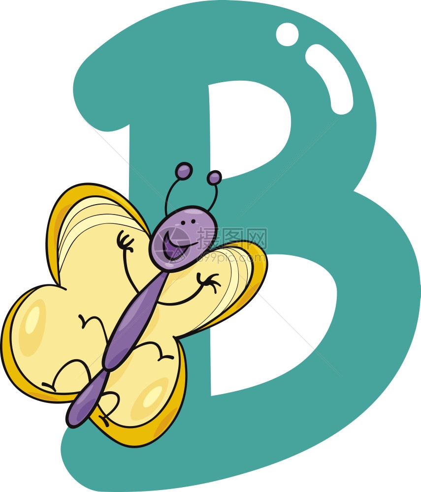 蝴蝶b字母的漫画插图图片