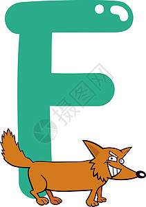 动物字母表狐信f的漫画插图背景