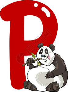 熊猫P字母卡通插图图片
