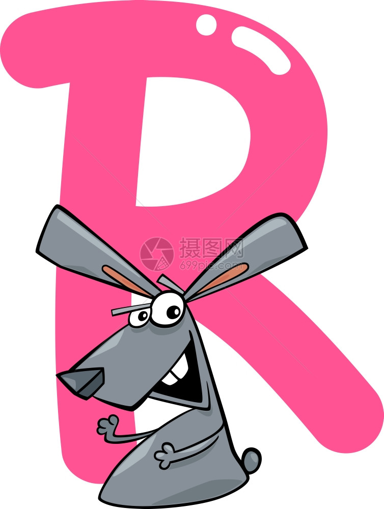 兔子用r字母的漫画插图图片