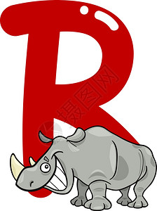 犀牛的r字母漫画插图图片