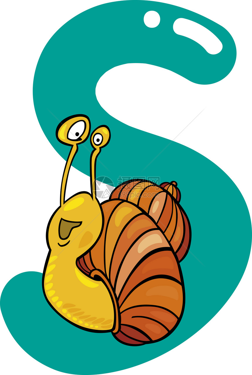 蜗牛字母卡通插图图片