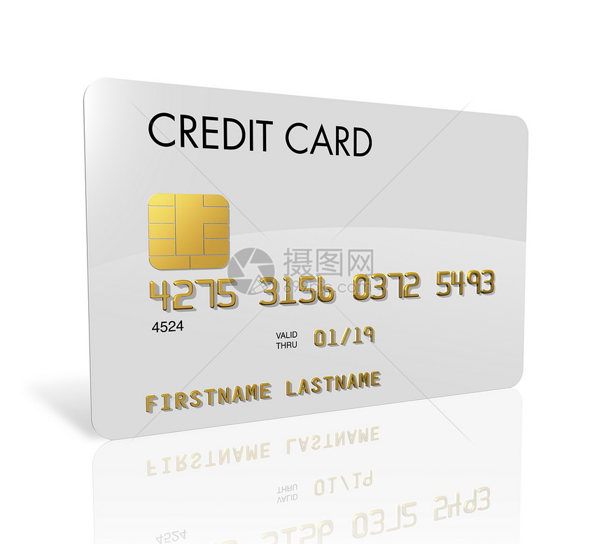 白色信用卡被隔离在白色的剪接路径上白色的信用卡图片